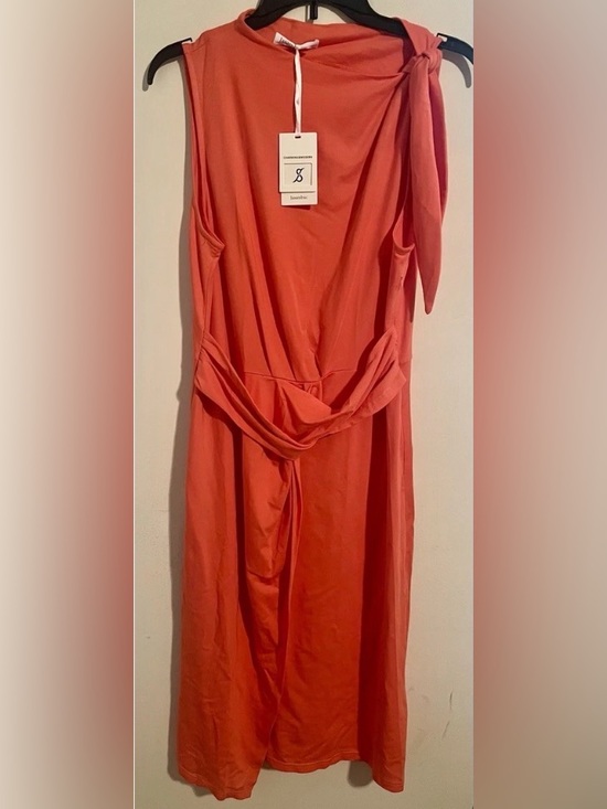 Jasambac Dresses & Skirts - NWT Women’s JASAMBAC Sleeveless Orange Midi Dress with Knotted Waist Size XL